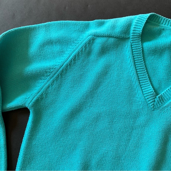 r e t r o :: Rad Vibrant Turquoise Cotton Ribbed Knit Sweater - Picture 9 of 10